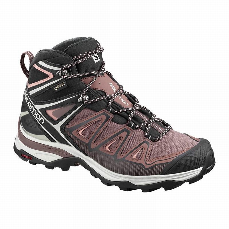 Buty Turystyczne Damskie Salomon X ULTRA 3 MID GORE-TEX - Czarne / Koralowe - Polska (536-BJFULO)